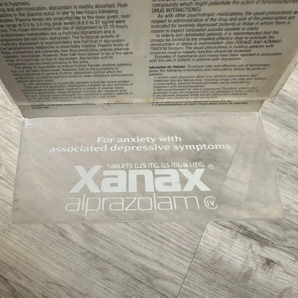 Vintage 1989 Upjohn Pharmaceuticals Merch Acrylic Frame & Info Page Xanax - Picture 5 of 9